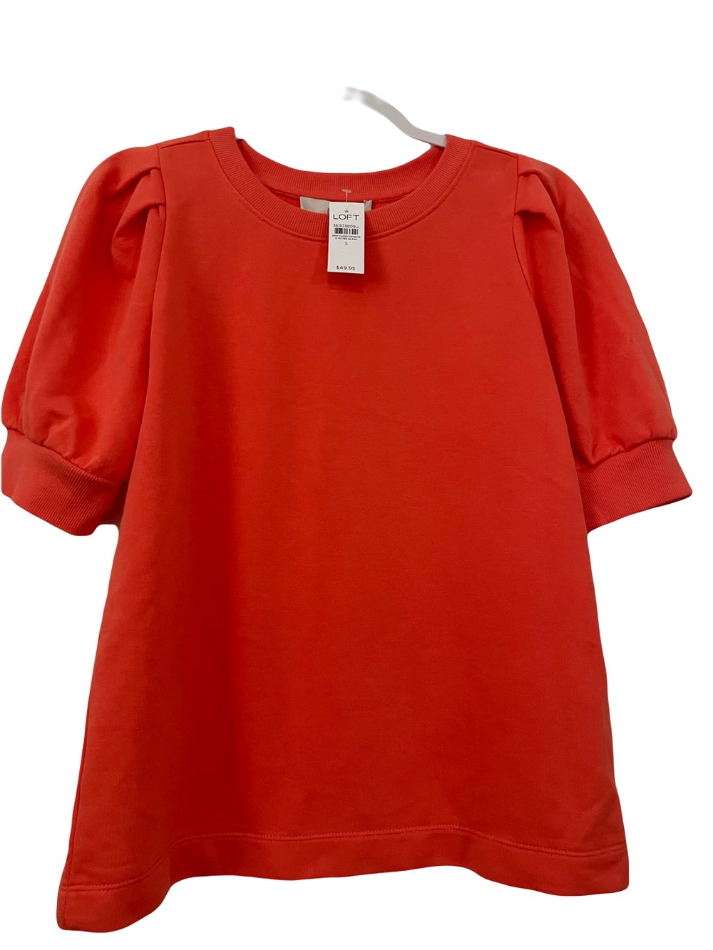 LOFT Women's Crewneck Top in Vibrant Coral